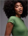 Зеленая мягкая эластичная футболка Topshop с коротким рукавом и круглым вырезом, размер S 11225915