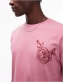 Розовая премиум футболка Topman оверсайз с вышивкой в виде цветочного горшка 11235328