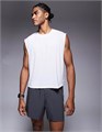 Стильный укороченный тренировочный топ 4505 из быстросохнущего материала белого цвета 11178436