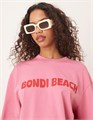 Розовая футболка Gina Tricot Oversized с графическим принтом Bondi Beach 11228966