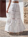 Белая макси-юбка с эффектом многослойности и кружевными вставками, коллекция 4th &amp, Reckless x Luana Barron 11234234