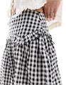 Миди-юбка в горошек с рюшами от Wednesday',s Girl, завышенной талией и боковой застежкой 11166039