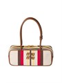 Miu Miu Сумка-торба из полотна и кожи с золотистой фурнитурой и ручками, размер 28 х 11 х 8 см 11167633