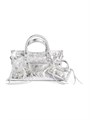 Balenciaga Металлизированная овечья кожа двухручная сумка Le City Micro с карманами и серебристой фурнитурой 11166419