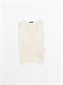 Трикотажный жилет Massimo Dutti с крестовой вязкой и поясом на талии 11235012