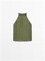 Молодежный топ без рукавов из льняной смеси Massimo Dutti 11234953