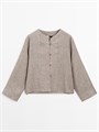 Блуза Massimo Dutti из 100% льна с меланжевым узором и стоячим воротником 11235968