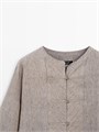 Блуза Massimo Dutti из 100% льна с меланжевым узором и стоячим воротником 11235968
