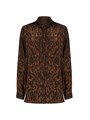 Halston Креповая рубашка Zora с леопардовым принтом, 100% полиэстер, лонгслив 11164479