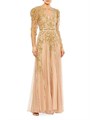 Вечернее платье Mac Duggal с иллюзорным эффектом, декольте и бусинами, длинный рукав 11164395