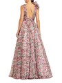 Сарафан с цветочным принтом и V-образным вырезом из шифона от Mac Duggal, без рукавов, с открытой спиной и рюшами 11011949