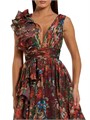 Сарафан с цветочным принтом и V-образным вырезом из шифона от Mac Duggal, без рукавов, с открытой спиной и рюшами 11011949
