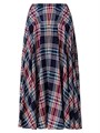 Плиссированная клетчатая миди-юбка Akris Punto с поясом и скрытой застежкой-молнией 11165086