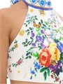 Молодёжный кроп-топ Camilla из льна с цветочным принтом и завязками на спине 11166019
