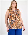 Tahari by ASL Блузка больших размеров с узором «пейсли» и завязками на воротнике из 100% полиэстера 11175788