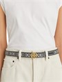 Tory Burch Ремень Miller с монограммой, с логотипом на золотой пряжке, из кожи и текстиля 11166883