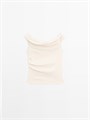 Massimo Dutti Драпированный короткий топ без бретелек из 100% хлопка 11202072
