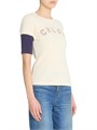 Chloe Футболка Chloe с логотипом и цветными рукавами из хлопково-шерстяной смеси, Португалия 11166685