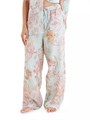 Льняные брюки широкого кроя с цветочным принтом от Papinelle, коллекция Coco Resort, пояс на завязках и карманы 10048829
