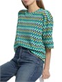 Цветная трикотажная блуза Arden с зигзагообразным рисунком, круглым вырезом и рукавами 3/4, Johnny Was 11166831