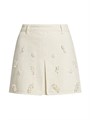 Мини-юбка из жесткого хлопкового денима с цветочной вышивкой и разрезом спереди от Self-Portrait 11166565
