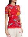 Johnny Was Футболка из сетки Eleanor с цветочным и бабочковым принтом, круглым вырезом и короткими рукавами 11166827