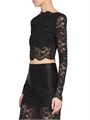 Paco Rabanne Легкий кружевной укороченный топ Rabanne с лодочным вырезом и длинными рукавами 11168440