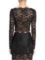 Paco Rabanne Легкий кружевной укороченный топ Rabanne с лодочным вырезом и длинными рукавами 11168440