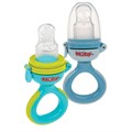 Nuby Детский силиконовый диспенсер для питания, 2 шт: аквамариновый и синий, удобная ручка, для первых прикормов и прорезывания зубов, 10+ месяцев 11303018