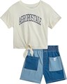 Детский комплект AEROPOSTALE: Топ с короткими рукавами и шорты-пейпервэг из твила или денима (7-12 лет) 11268008