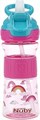 Nuby Детская бутылка с мягким носиком и кнопкой, 360 мл, удобная силиконовая ручка, розовая радуга 11301127