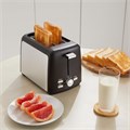 Amazon Basics Тостер для 2 тостов с 7 уровнями прожарки, широкими слотами для бэйглов и специальных видов хлеба, 800 Вт, черный и серебристый 11242396