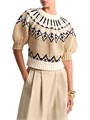 Теплый свитер с короткими рукавами Puff-Sleeve Marty Fair Isle из 100% хлопка Mako от Altuzarra 11028989