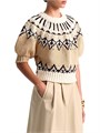 Теплый свитер с короткими рукавами Puff-Sleeve Marty Fair Isle из 100% хлопка Mako от Altuzarra 11028989