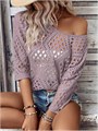 Вязаный летний топ Verdusa с открытыми плечами и рукавом 3/4 для пляжа и отдыха 11263756