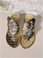 Золотистые модные шлепанцы Gorglitter с открытым носком и этническим дизайном бабочки 11287916