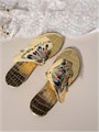Золотистые модные шлепанцы Gorglitter с открытым носком и этническим дизайном бабочки 11287916