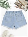 Детские джинсовые шорты для девочек от GORGLITTER с рваными элементами, высокой посадкой и прямым кроем, выполненные из мягкого денима 11261006