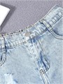 Детские джинсовые шорты для девочек от GORGLITTER с рваными элементами, высокой посадкой и прямым кроем, выполненные из мягкого денима 11261006