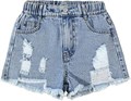 Детские джинсовые шорты для девочек от GORGLITTER с рваными элементами, высокой посадкой и прямым кроем, выполненные из мягкого денима 11261006