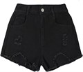 Детские джинсовые шорты для девочек от GORGLITTER с рваными элементами, высокой посадкой и прямым кроем, выполненные из мягкого денима 11261006