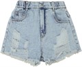 Детские джинсовые шорты для девочек от GORGLITTER с рваными элементами, высокой посадкой и прямым кроем, выполненные из мягкого денима 11261006