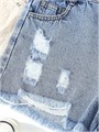 Детские джинсовые шорты для девочек от GORGLITTER с рваными элементами, высокой посадкой и прямым кроем, выполненные из мягкого денима 11261006