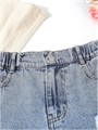 Детские джинсовые шорты для девочек от GORGLITTER с рваными элементами, высокой посадкой и прямым кроем, выполненные из мягкого денима 11261006