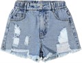 Детские джинсовые шорты для девочек от GORGLITTER с рваными элементами, высокой посадкой и прямым кроем, выполненные из мягкого денима 11261006