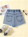 Детские джинсовые шорты для девочек от GORGLITTER с рваными элементами, высокой посадкой и прямым кроем, выполненные из мягкого денима 11261006