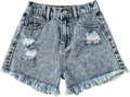Детские джинсовые шорты для девочек от GORGLITTER с рваными элементами, высокой посадкой и прямым кроем, выполненные из мягкого денима 11261006