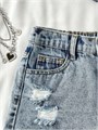Детские джинсовые шорты для девочек от GORGLITTER с рваными элементами, высокой посадкой и прямым кроем, выполненные из мягкого денима 11261006