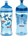Nuby Детская бутылочка для воды на 355 мл (12 унций) с крышкой, 2 шт., расцветки: голубая с акулами и голубой с астронавтом 11308607