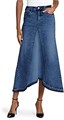 Джинсовая макси-юбка Fisoew с высокой талией и асимметричным подолом, 68% хлопок, 30% полиэстер 11246331